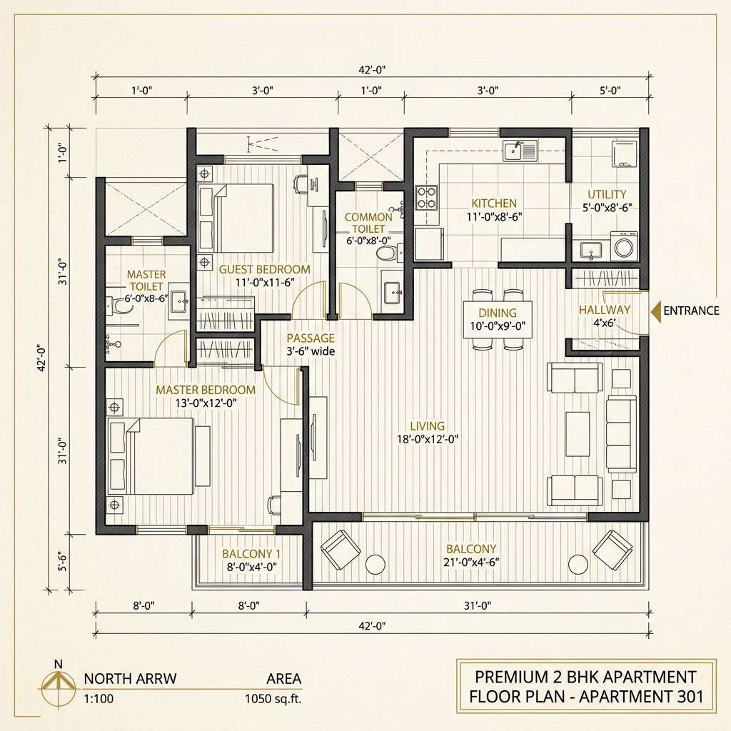 2.5 BHK Floor Plan