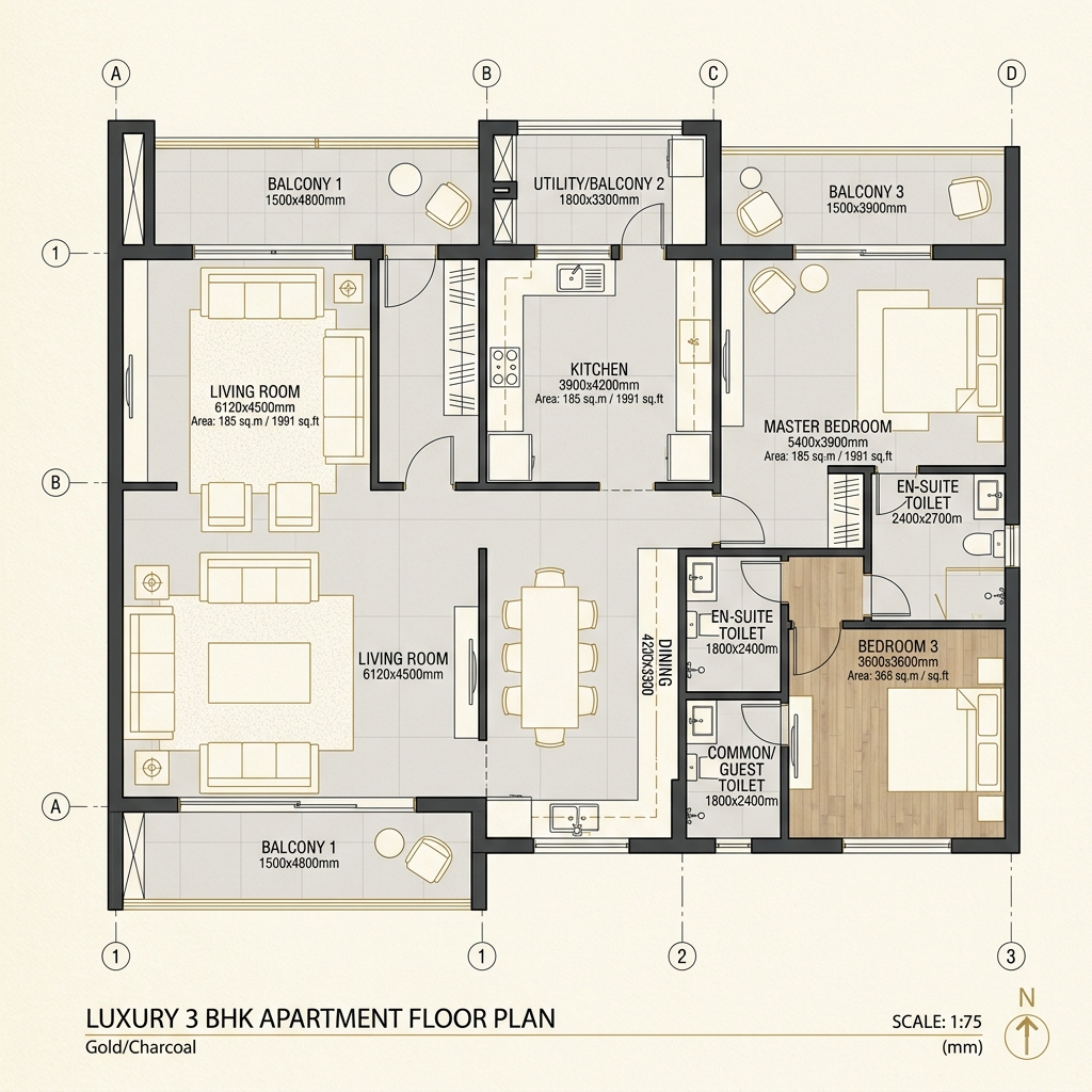 3 BHK Floor Plan